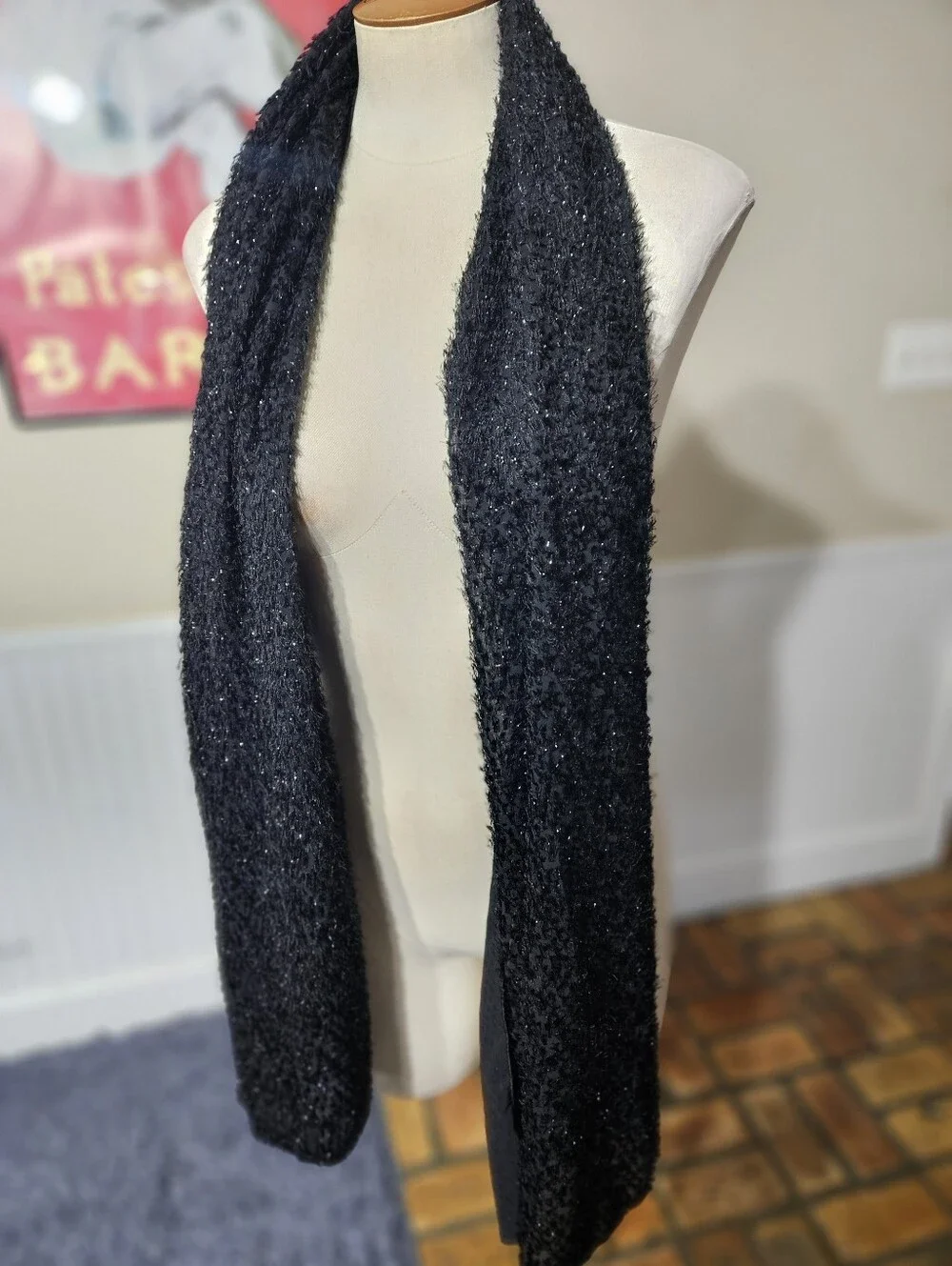 Soft Metallic Black Scarf
